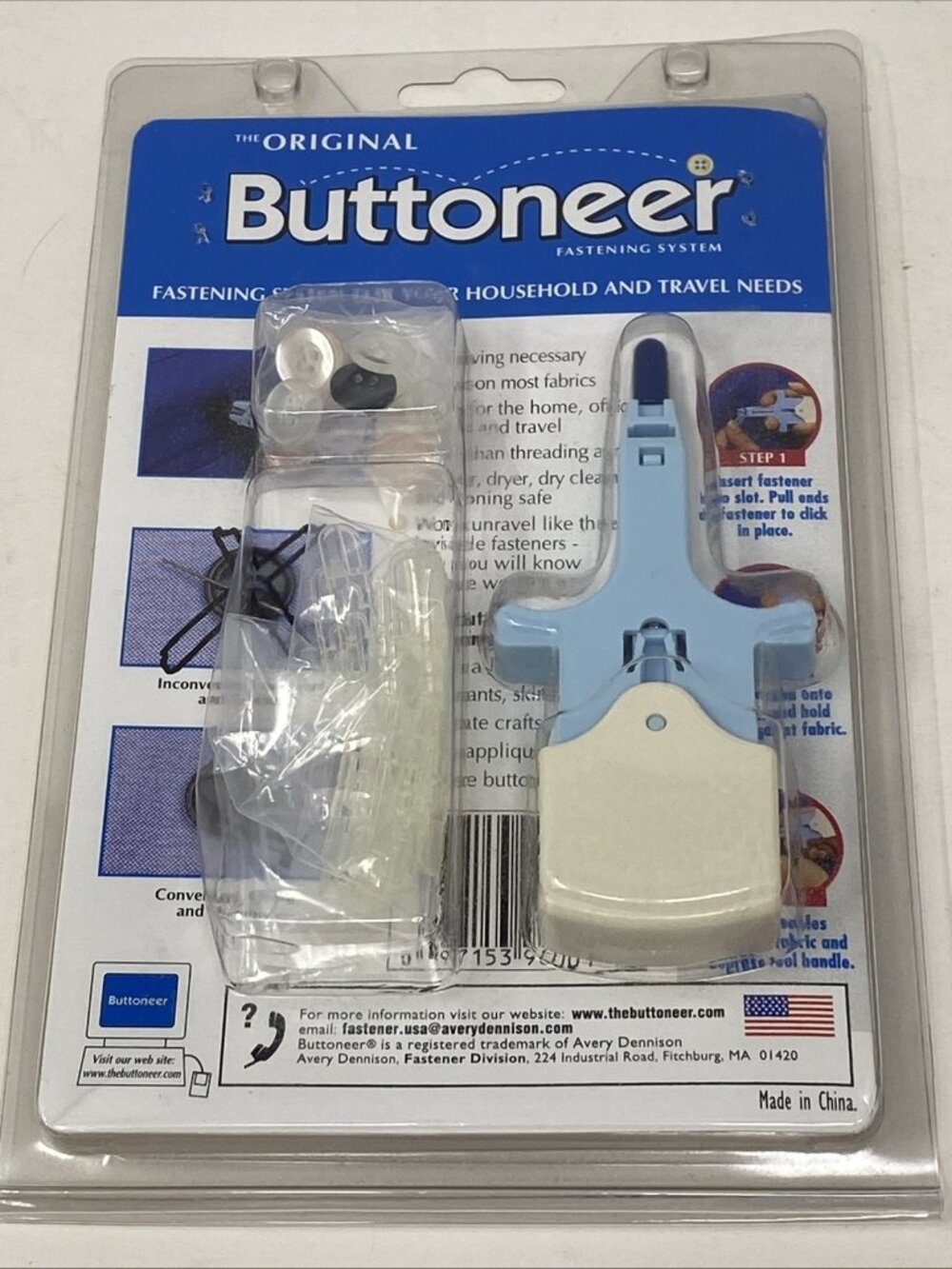 The Original Buttoneer Fastening System Needle Guard Avery Dennison New